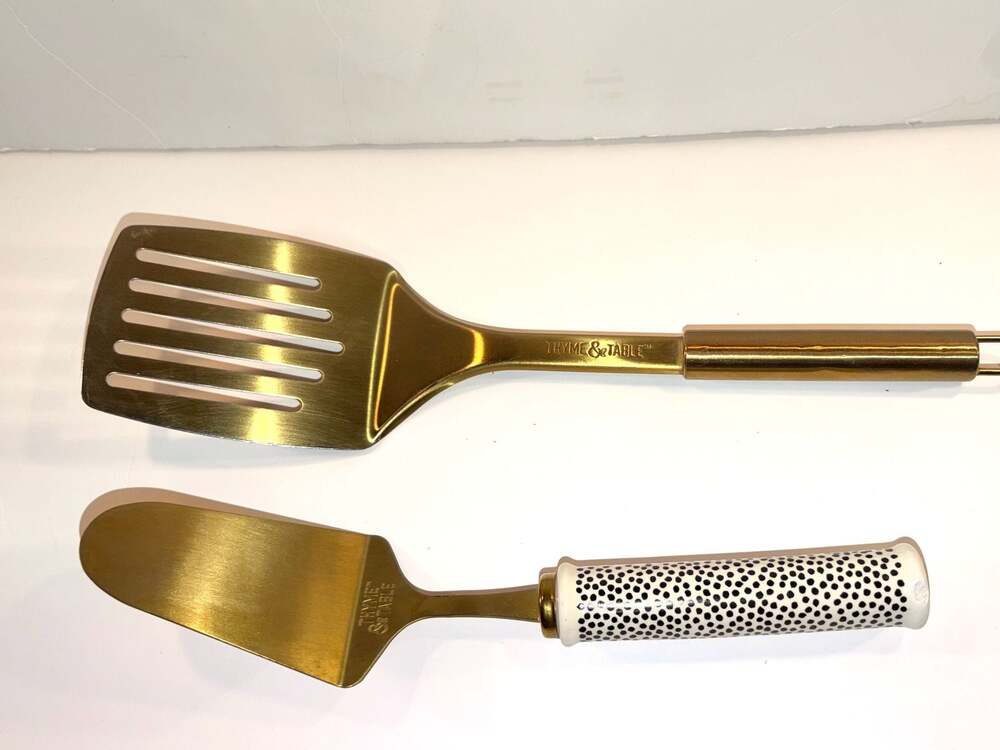 Thyme & Table Gold Stainless Slotted Spatula & Cake Server